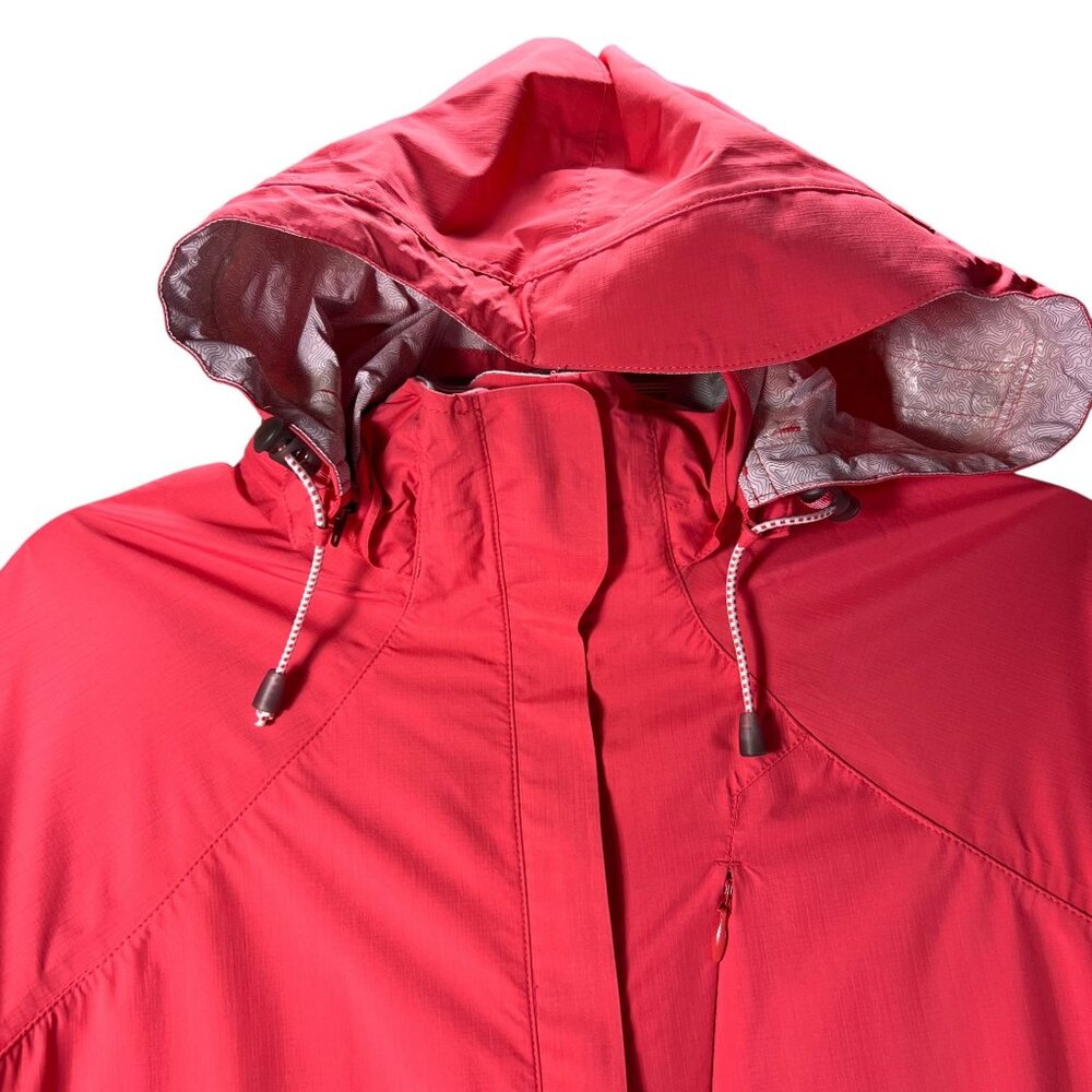 Cabelas Salmon Pink Rain Jacket Removable Hood Zippered Pockets Pits M Adjust